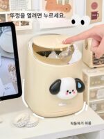 심플하고 고급스러운 데스크탑 쓰레기통 위생 버킷 상자 크리에이티브 팝업 뚜껑 쓰레기통 학생 책상 보관 버킷 귀여운 - 이미지 2