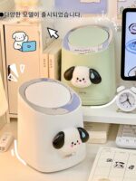 심플하고 고급스러운 데스크탑 쓰레기통 위생 버킷 상자 크리에이티브 팝업 뚜껑 쓰레기통 학생 책상 보관 버킷 귀여운 - 이미지 5