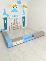 유치원 교육기관 댄스룸 휴게실 홀 벽면 신발장 벤치 어린이 소프트팩 롱슈즈장 소파 - 이미지 3