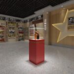 전문 맞춤형 목재 페인트 박물관 주류 진열장 회사 전시 제품 전시 유리 진열 부스 - 이미지 3