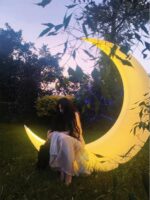 빛나는 달 램프 야외 정원 램프 대형 초승달 플로어 램프 그물 유명인 레이아웃 조경 램프 야외 방수 달 램프