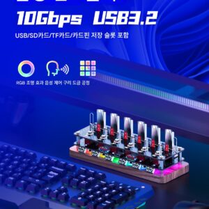데스크탑 모듈형 USB3.2 10Gbps 음성 제어 소켓 HUB 확장 도크 U 디스크 TF SD 카드 보관 상자