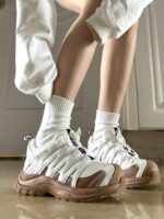 이멍링 같은 스타일 아빠화 여성 2023년 신상 두꺼운 밑창 하이킹화 메시 통기성 러닝화 스포츠 캐주얼화