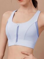 여성용 새로운 통합형 전면 지퍼 스포츠 브라, 충격 방지 및 처짐 방지, 달리기, 등 미용, 헬스, 요가 의류 조끼 - 이미지 3