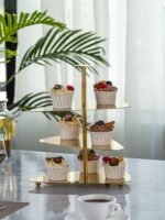크리에이티브 다층 애프터눈 티 스낵 티 브레이크 테이블 페이스트리 케이크 랙 디저트 테이블 디스플레이 스탠드 스테인리스 스틸 - 이미지 3