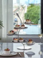 크리에이티브 다층 애프터눈 티 스낵 티 브레이크 테이블 페이스트리 케이크 랙 디저트 테이블 디스플레이 스탠드 스테인리스 스틸 - 이미지 4