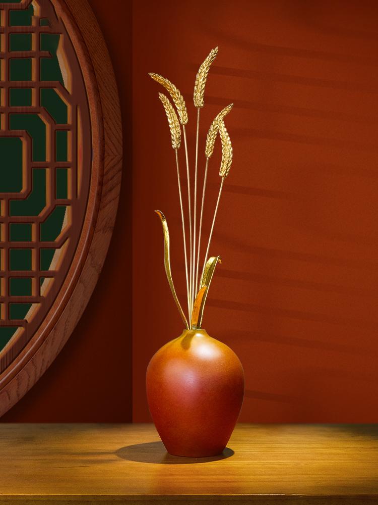main_712202525608_0-1 평화로운 해 황동 밀 이삭 오프닝 보리 구리 장식품 가벼운 럭셔리 거실 틈새 캐비닛 장식 입주 축하 생일 선물 - 이미지 1