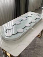 직사각형 식탁 전기 턴테이블 가정용 심플 통합 롱 테이블 지능형 원격 제어 자동 회전 무소음 컨베이어 벨트