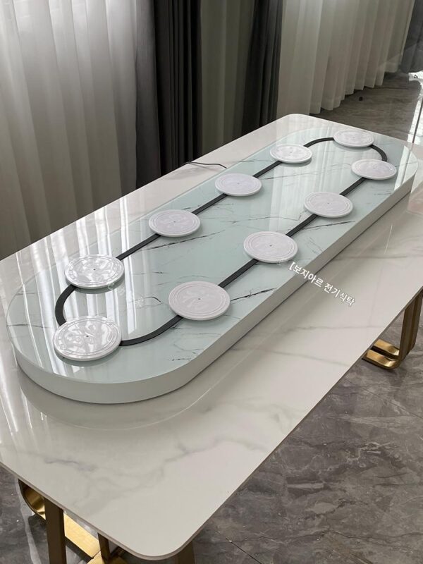 직사각형 식탁 전기 턴테이블 가정용 심플 통합 롱 테이블 지능형 원격 제어 자동 회전 무소음 컨베이어 벨트