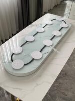 직사각형 식탁 전기 턴테이블 가정용 심플 통합 롱 테이블 지능형 원격 제어 자동 회전 무소음 컨베이어 벨트 - 이미지 2