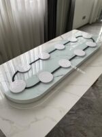 직사각형 식탁 전기 턴테이블 가정용 심플 통합 롱 테이블 지능형 원격 제어 자동 회전 무소음 컨베이어 벨트 - 이미지 3