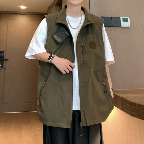 미국 헤비웨이트 베스트 남성 봄 가을 트렌드 브랜드 인스 스탠드업 칼라 슬리브리스 하이 스트리트 내셔널 트렌드 니치 아우터웨어