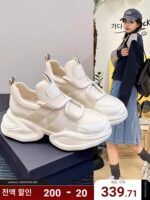 홍콩 정품 가죽 아빠 신발 여성용 2025년 신상품 두꺼운 밑창 높이 솔리드 컬러 외출 플랫폼 밑창 레이스업 스포츠 캐주얼 신발