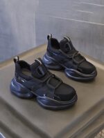 홍콩 정품 가죽 아빠 신발 여성용 2025년 신상품 두꺼운 밑창 높이 솔리드 컬러 외출 플랫폼 밑창 레이스업 스포츠 캐주얼 신발 - 이미지 5