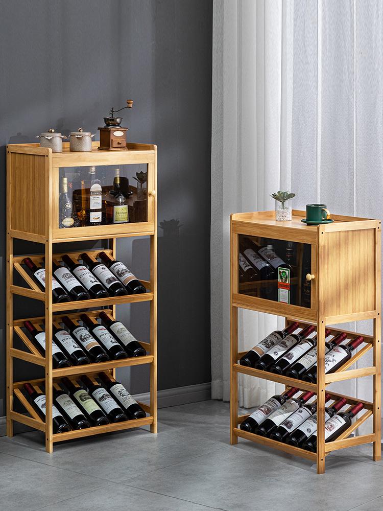 main_713993595355_0-1 와인 캐비닛 디스플레이 캐비닛 모던 심플 다이닝 사이드 캐비닛 네트 레드 소형 와인 랙 유럽 스타일 벽 거실 견고한 나무 홈 스토리지 랙 - 이미지 1