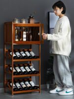 와인 캐비닛 디스플레이 캐비닛 모던 심플 다이닝 사이드 캐비닛 네트 레드 소형 와인 랙 유럽 스타일 벽 거실 견고한 나무 홈 스토리지 랙 - 이미지 2