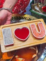 크리에이티브 아이 러브 유 슈퍼 미니 콤비네이션 3색 쉬림프 슬라이드 세트 핫팟 레스토랑 인터넷 셀러브리티 발렌타인 데이 이벤트 스페셜 식기