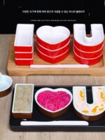 크리에이티브 아이 러브 유 슈퍼 미니 콤비네이션 3색 쉬림프 슬라이드 세트 핫팟 레스토랑 인터넷 셀러브리티 발렌타인 데이 이벤트 스페셜 식기 - 이미지 3