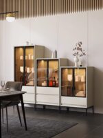 이탈리아 미니멀리스트 다기능 와인 캐비닛 페인트 벽장 캐비닛 견고한 나무 거실 사이드 캐비닛 식사 사이드 하이 앤 로우 티 캐비닛 - 이미지 3