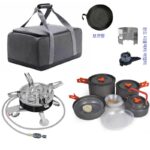 야외 스토브 휴대용 5구 버너 스토브 4-6인용 세트 피크닉 캠핑 방풍 스토브 헤드 캠핑 장비 부탄 가스 스토브