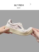 첫 번째 레이어 소가죽 정품 가죽 통기성 흰색 신발 여성 2024 새로운 봄과 가을 캐주얼 스포츠 신발 여성 두꺼운 밑창 여성 스니커즈 - 이미지 5