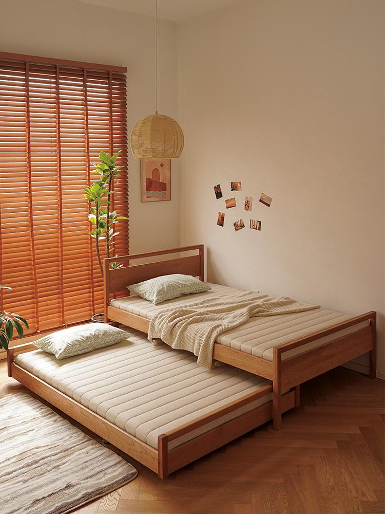 main_717110811333_0-1 야잔 어린이용 보이지 않는 풀아웃 침대 체리 나무 2중 레이어 조합 확장된 접합 침대 모든 단단한 나무 일본식 접이식 카트 - 이미지 1