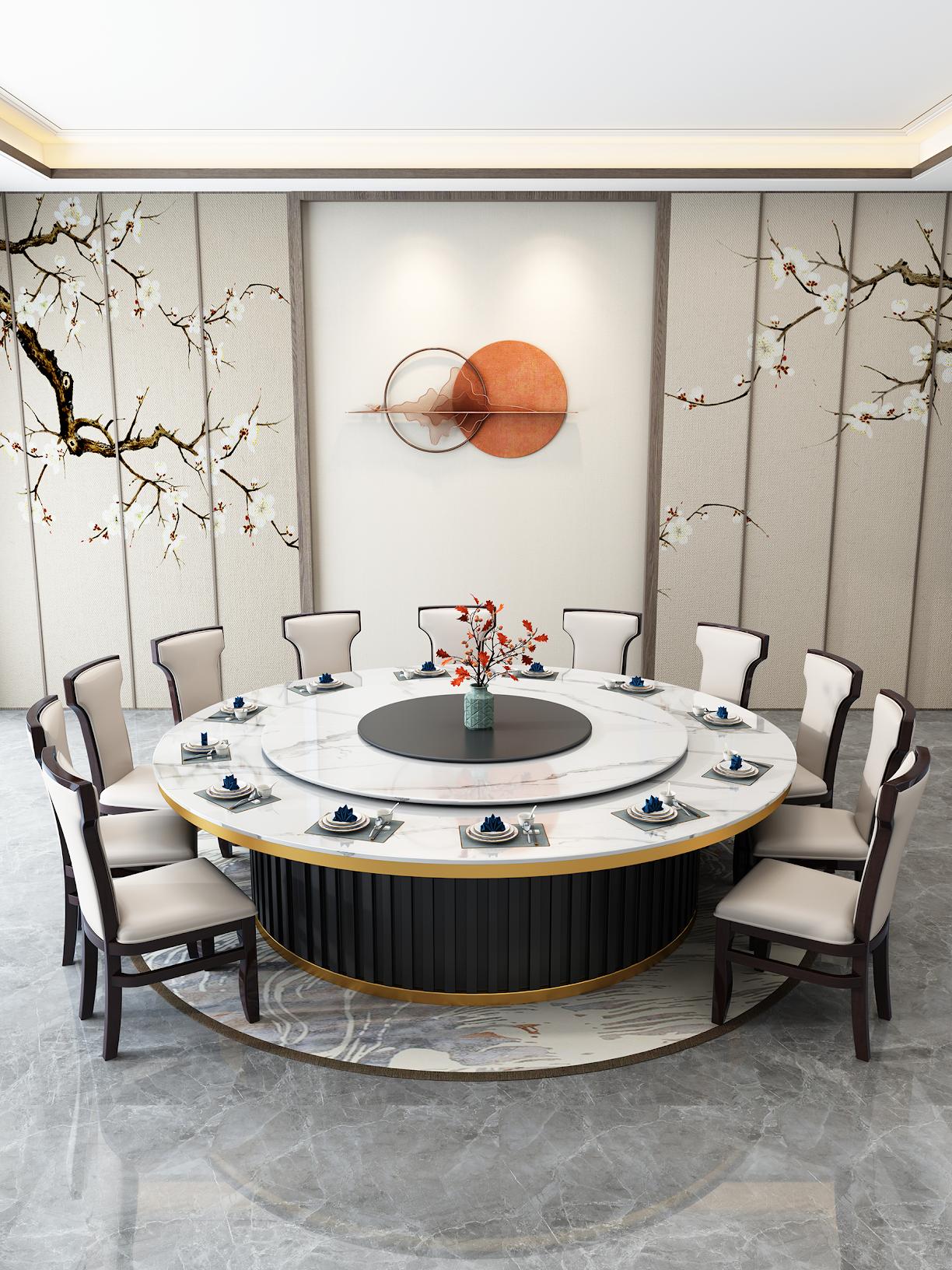 main_717348362037_0-1 20인용 중간 턴테이블이 있는 대형 원형 테이블 호텔 전기식탁 레스토랑 인덕션 쿠커가 있는 핫팟 테이블 빌라 테이블 - 이미지 1