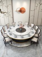 20인용 중간 턴테이블이 있는 대형 원형 테이블 호텔 전기식탁 레스토랑 인덕션 쿠커가 있는 핫팟 테이블 빌라 테이블 - 이미지 4