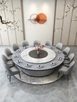 20인용 중간 턴테이블이 있는 대형 원형 테이블 호텔 전기식탁 레스토랑 인덕션 쿠커가 있는 핫팟 테이블 빌라 테이블 - 이미지 5