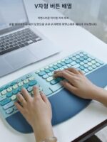 mofii 인체공학적 가죽 핸드 레스트 무선 키보드 및 마우스 세트 데스크탑 노트북 사무실 무소음 키보드 및 마우스 - 이미지 2