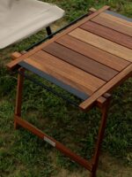 TNR 조인트 야외 캠핑 테이블 티크 테이블 셀프 드라이빙 피크닉 피크닉 테이블 폴딩 솔리드 우드 IGT 캠핑 테이블 - 이미지 3