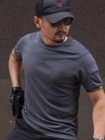 여름 야외 스포츠 라운드넥 느슨한 전술 반팔 특수 부대 군사 팬 반팔 CLMAX 속건 티셔츠 남성