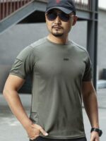 여름 야외 스포츠 라운드넥 느슨한 전술 반팔 특수 부대 군사 팬 반팔 CLMAX 속건 티셔츠 남성 - 이미지 4