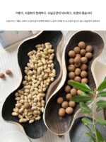 와비사비 스타일 통나무 과일 접시 견고한 나무 과일 접시 간식 말린 과일 접시 나무 너트 접시 장식용 접시 복고풍 장식품 - 이미지 4