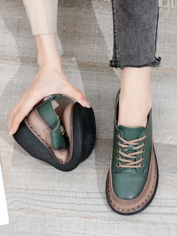 152603 상단 레이어 소가죽 순수 핸드메이드 고무 미끄럼 방지 부드러운 바닥 부드러운 표면 둥근 머리 깊은 입구 레이스 없음 레트로 캐주얼 신발