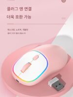 무선 블루투스 듀얼모드 마우스 타입-C 충전 무음 버튼 핑크 걸스 오피스 노트북 데스크탑 - 이미지 2
