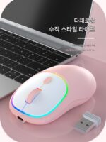 무선 블루투스 듀얼모드 마우스 타입-C 충전 무음 버튼 핑크 걸스 오피스 노트북 데스크탑 - 이미지 4