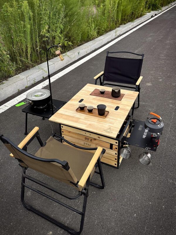 7색 게상 야외 캠핑 피크닉 나무 테이블 차량 보관함 다기능 대용량 주방 보관함