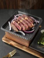 일본식 사각 주철 바베큐 플레이트 알코올 난방 단열로 레스토랑 일본식 요리 플레이트 더블 세트 식기 - 이미지 2