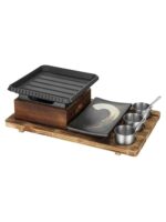 일본식 사각 주철 바베큐 플레이트 알코올 난방 단열로 레스토랑 일본식 요리 플레이트 더블 세트 식기 - 이미지 5