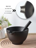 작은 행복 주철 박격포 약재 빻기 약병 빻기 가정용 빻기 빻기 후추 - 이미지 5