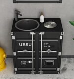 산업 스타일 크리에이티브 컨테이너 레트로 바 개성 세면대 통합형 바닥형 컬러 상업용 세면대 캐비닛