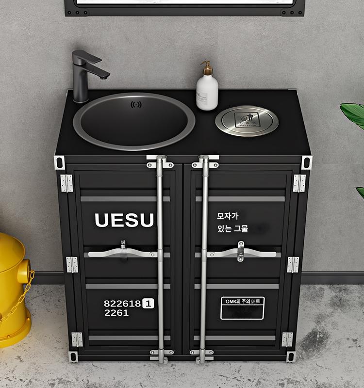 main_722777729120_0-1 산업 스타일 크리에이티브 컨테이너 레트로 바 개성 세면대 통합형 바닥형 컬러 상업용 세면대 캐비닛 - 이미지 1