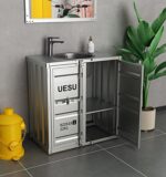 산업 스타일 크리에이티브 컨테이너 레트로 바 개성 세면대 통합형 바닥형 컬러 상업용 세면대 캐비닛 - 이미지 5