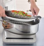 46CM 생선찜 유물 두껍게 확대된 타원형 찜통 수프 냄비 찜닭, 오리, 거위, 해산물 찜 그리드 가스 유도 조리기 - 이미지 2