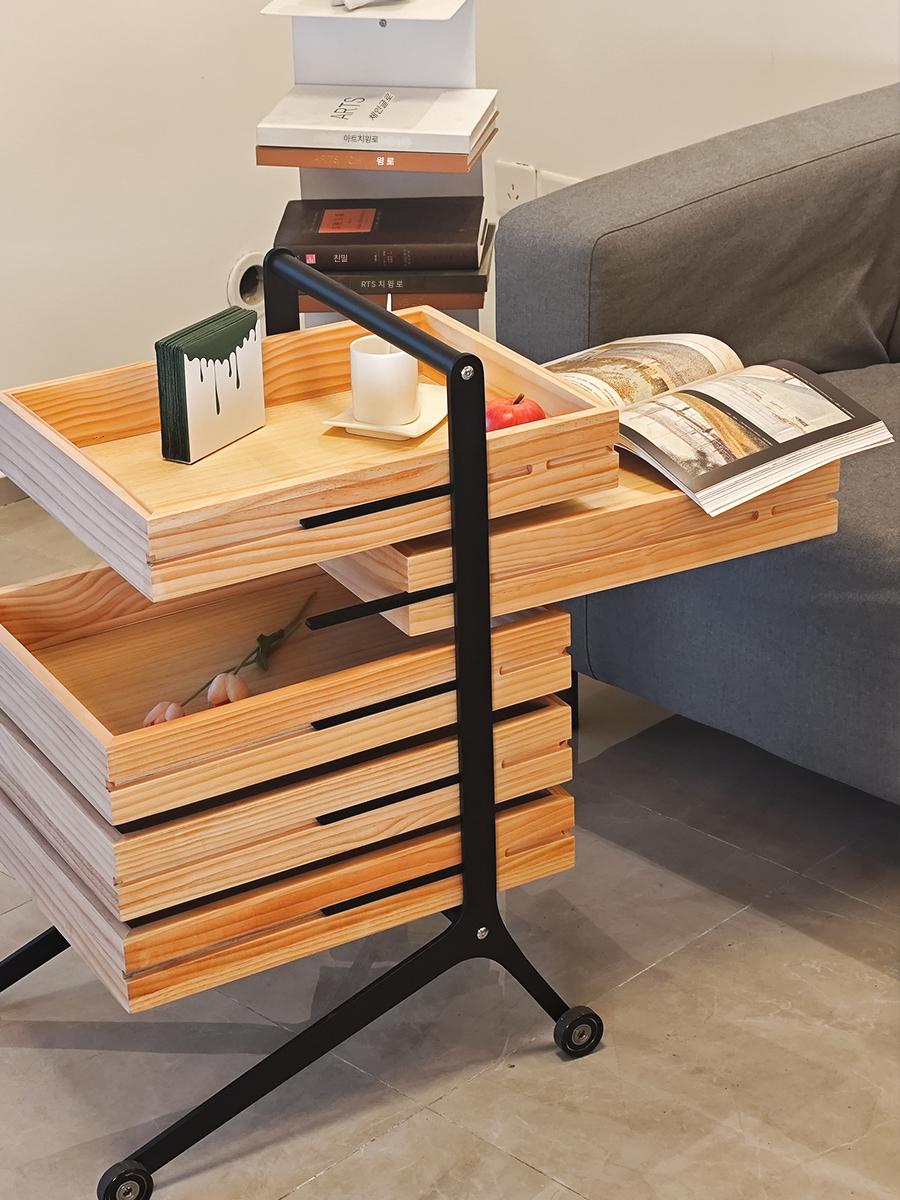 main_723952602741_0-1 사이드 테이블 모바일 트롤리 커피 테이블 견고한 목재 중고 사이드 캐비닛 수납 소파 와비사비 스타일 사이드 테이블 랙 이지 홈 - 이미지 1