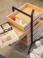 사이드 테이블 모바일 트롤리 커피 테이블 견고한 목재 중고 사이드 캐비닛 수납 소파 와비사비 스타일 사이드 테이블 랙 이지 홈 - 이미지 2