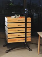 사이드 테이블 모바일 트롤리 커피 테이블 견고한 목재 중고 사이드 캐비닛 수납 소파 와비사비 스타일 사이드 테이블 랙 이지 홈 - 이미지 5