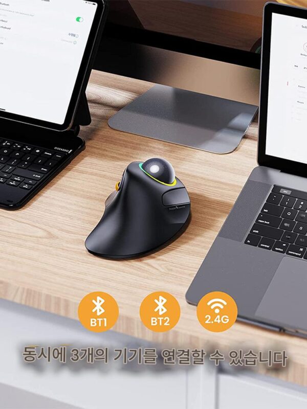 새로운 트랙볼 마우스 3모드 무선 오피스 블루투스 무소음 마우스 인체공학적 수직 도면 CAD 마우스