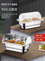 스테인리스 스틸 뷔페 스토브 전기 가열 뷔페 스토브 가시성 투명 플립 단열 스토브 호텔 식당 단열 식사 냄비